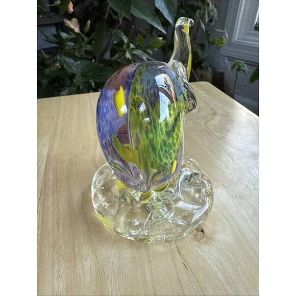 Hand Blown Art Glass Elephant Figurine Paperweight Signed By Artist - Picture 3 of 12